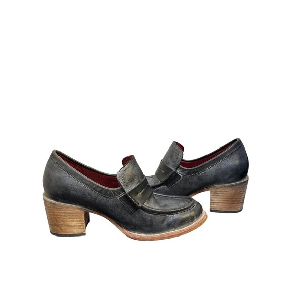 Free Bird By Steven Chevelle Leather Heeled Loafers Black Size 9 - Picture 6 of 9